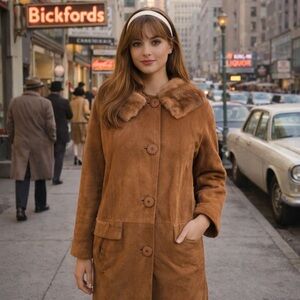 1960s Vintage Suede Coat w/ Fur Collar | Lazarus Dept Store